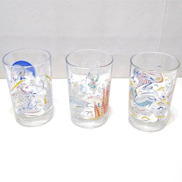 Walt Disney World Remember The Magic 25th Anniversary McDonalds Glasses Set of 3 - Picture 2 of 11